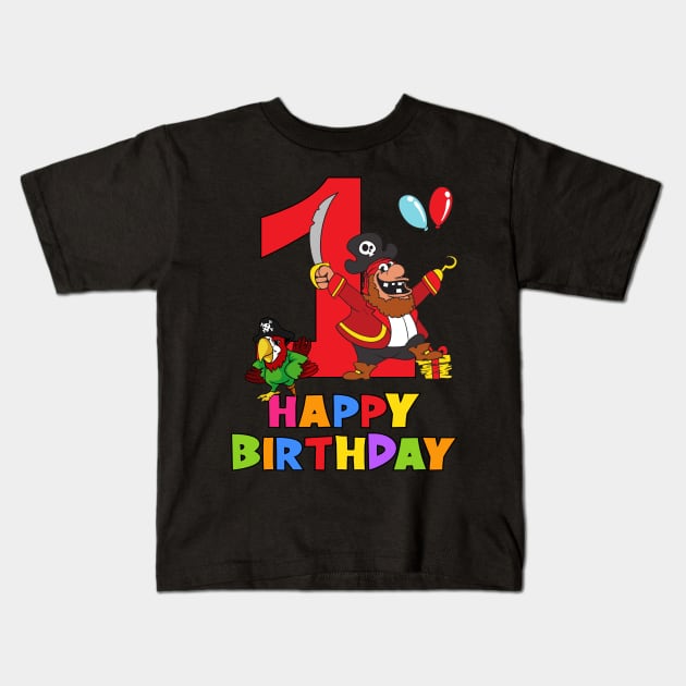 1st First Birthday Party 1 Year Old One Year Kids T-Shirt by KidsBirthdayPartyShirts